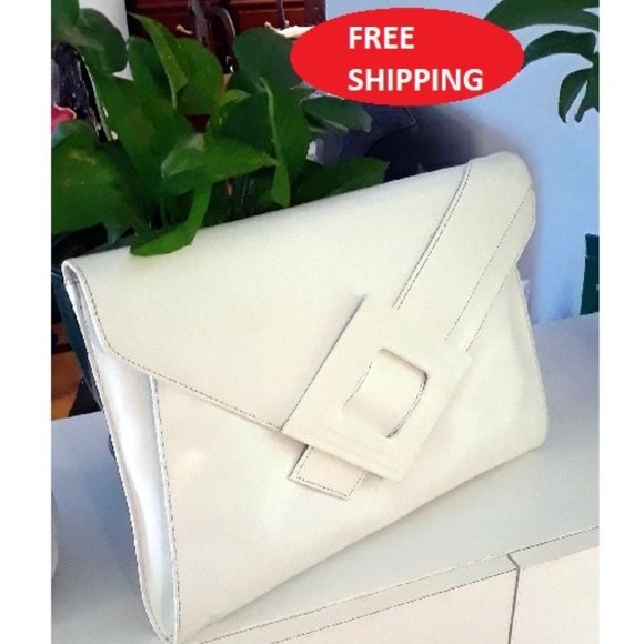 Vintage Big White Hand Carry Purse / Shoulder Bag - Picture 1 of 7